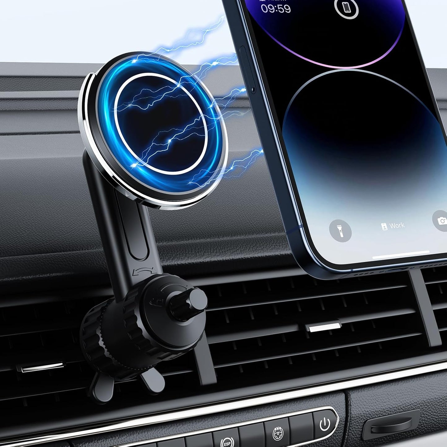 Ktryman MagSafe2 magnetski držač za automobil za telefon – 360° držač za iPhone i MagSafe uređaje – crna