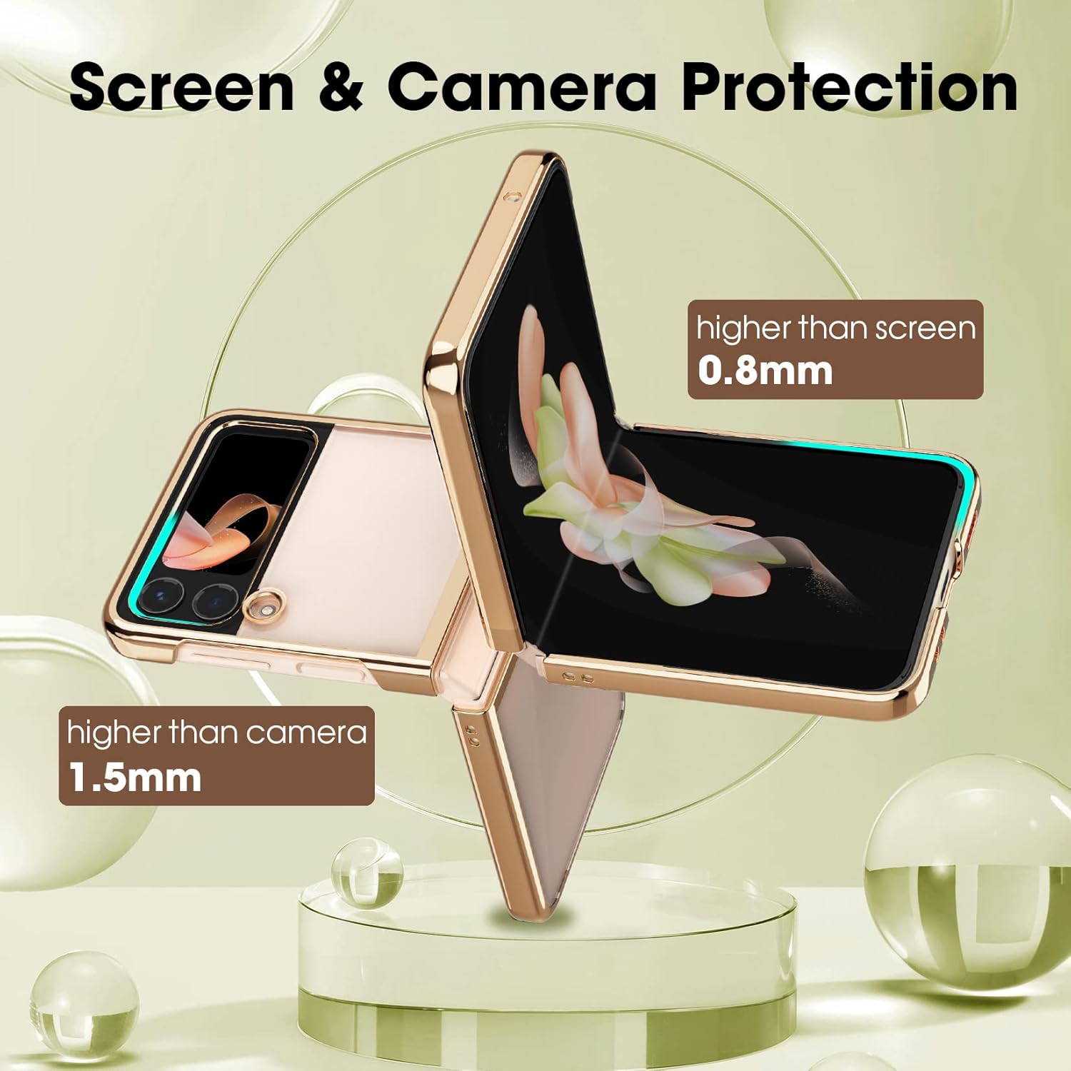 Ovitek za telefon Samsung Galaxy Z Flip 4, prozorno-zlata – MATEPROX