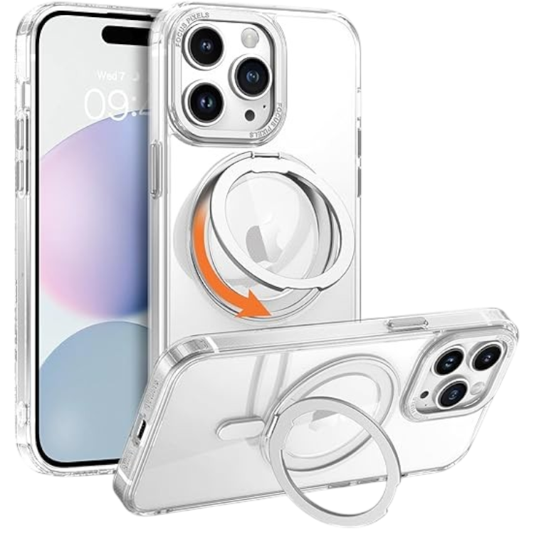 ovitek "MagSafe stojalo" za iPhone 15 Pro – YINLAI – Srebrna