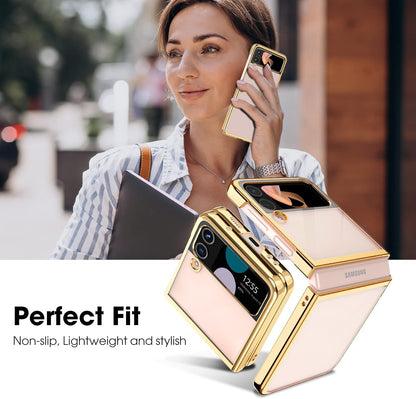 Ovitek za telefon Samsung Galaxy Z Flip 4, prozorno-zlata – MATEPROX