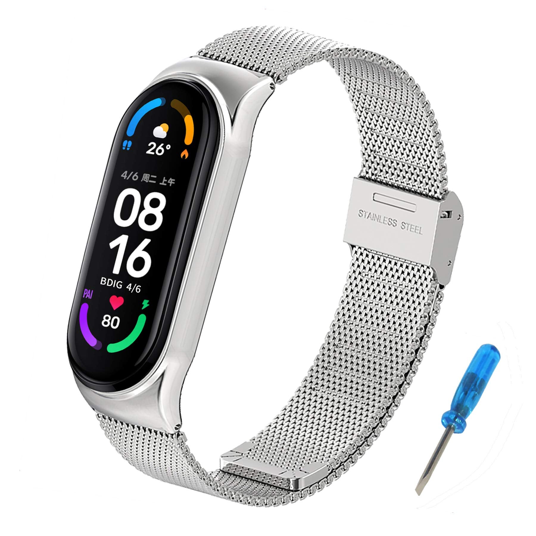 kovinski pas za xiaomi mi band 6 5 4 3 srebrna