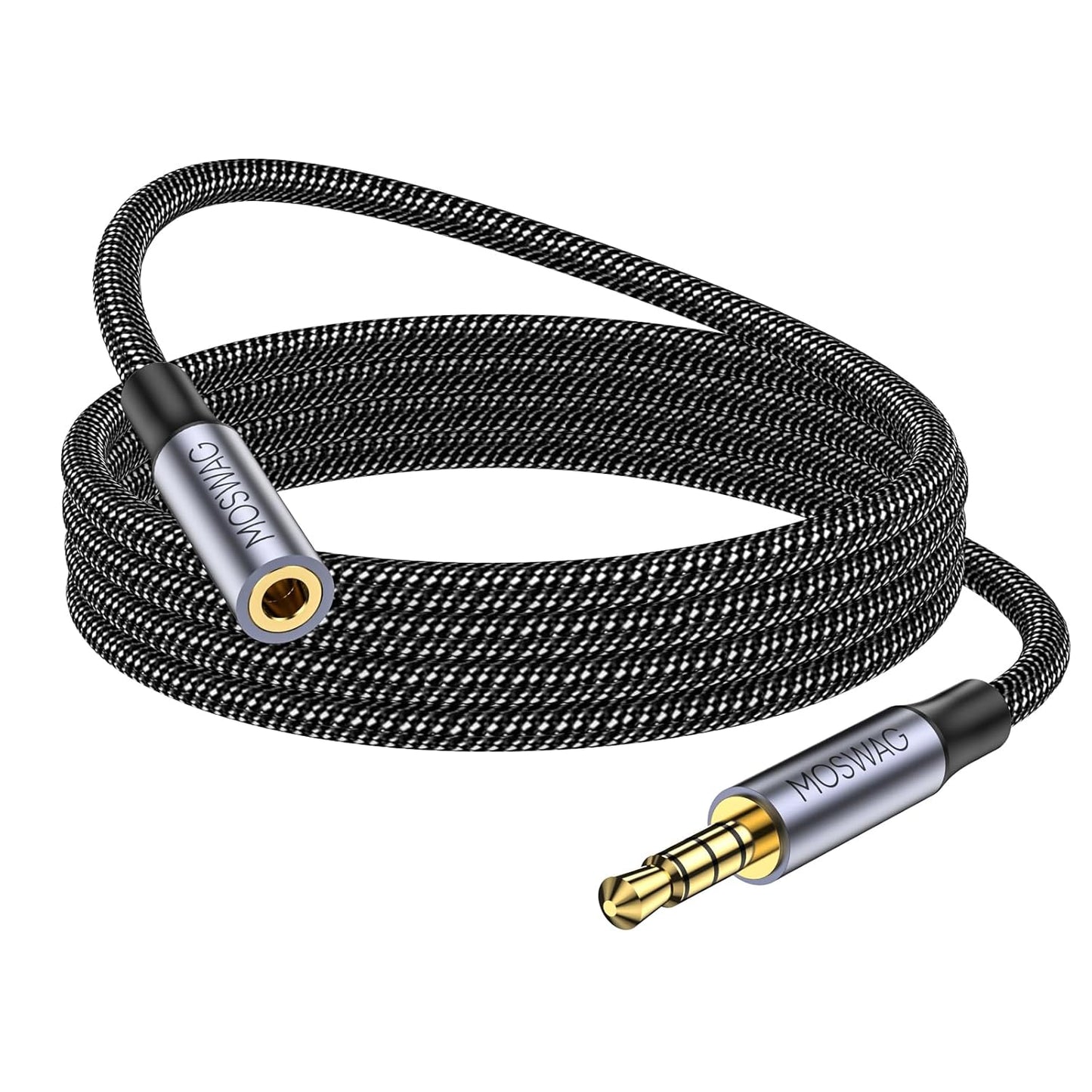 MOSWAG 3,5 mm TRRS avdio podaljšek 4-polni kabel 4 m – moški/ženski, najlonsko pleten