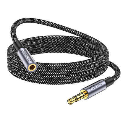 MOSWAG 3,5 mm TRRS avdio podaljšek 4-polni kabel 4 m – moški/ženski, najlonsko pleten