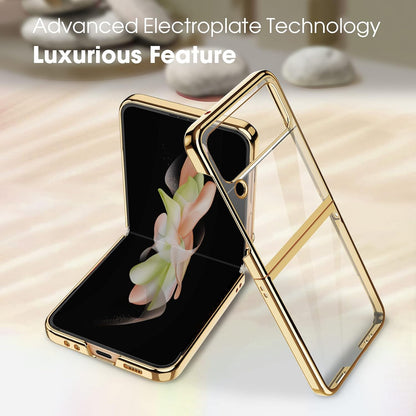 Ovitek za telefon Samsung Galaxy Z Flip 4, prozorno-zlata – MATEPROX