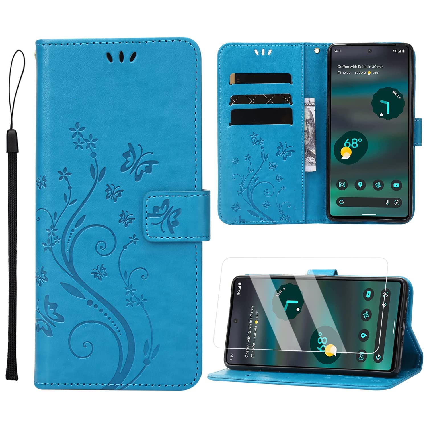 preklopna torbica butterfly z zascitnim steklom za honor 90 lite modra