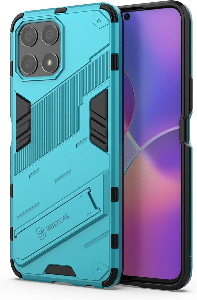 GIOPUEY hibridna maskica za Honor X8 – TPU + PC, postolje (plava)