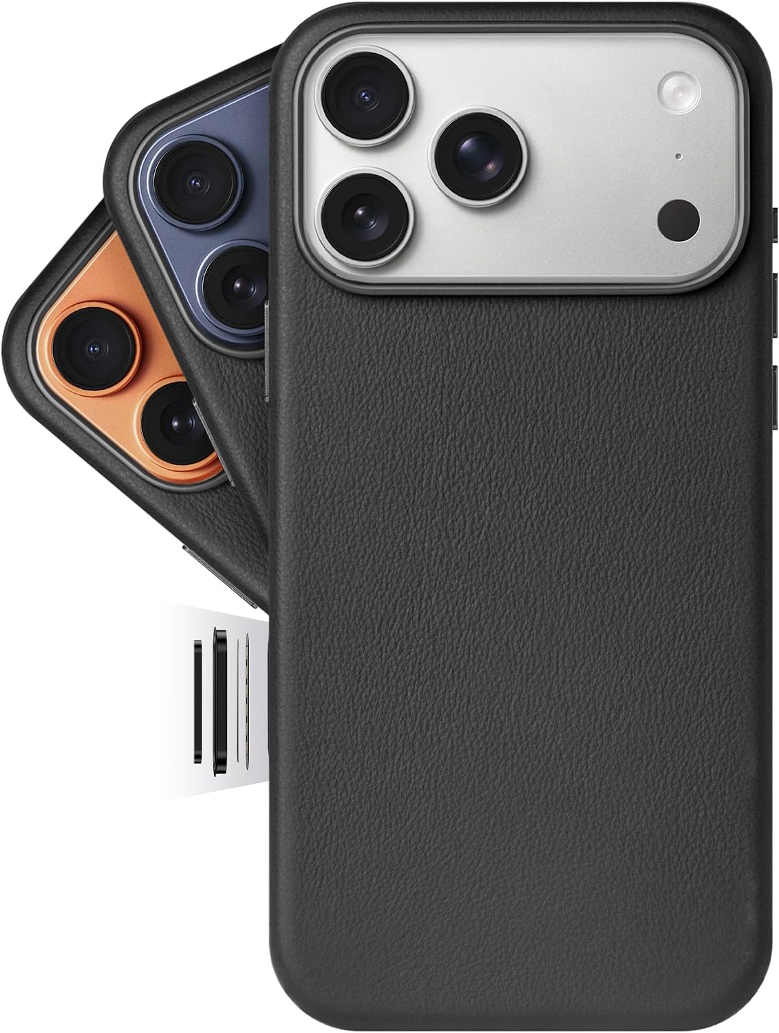 LONLI ovitek iz pravega evropskega usnja Vele za iPhone 17 Pro - črn