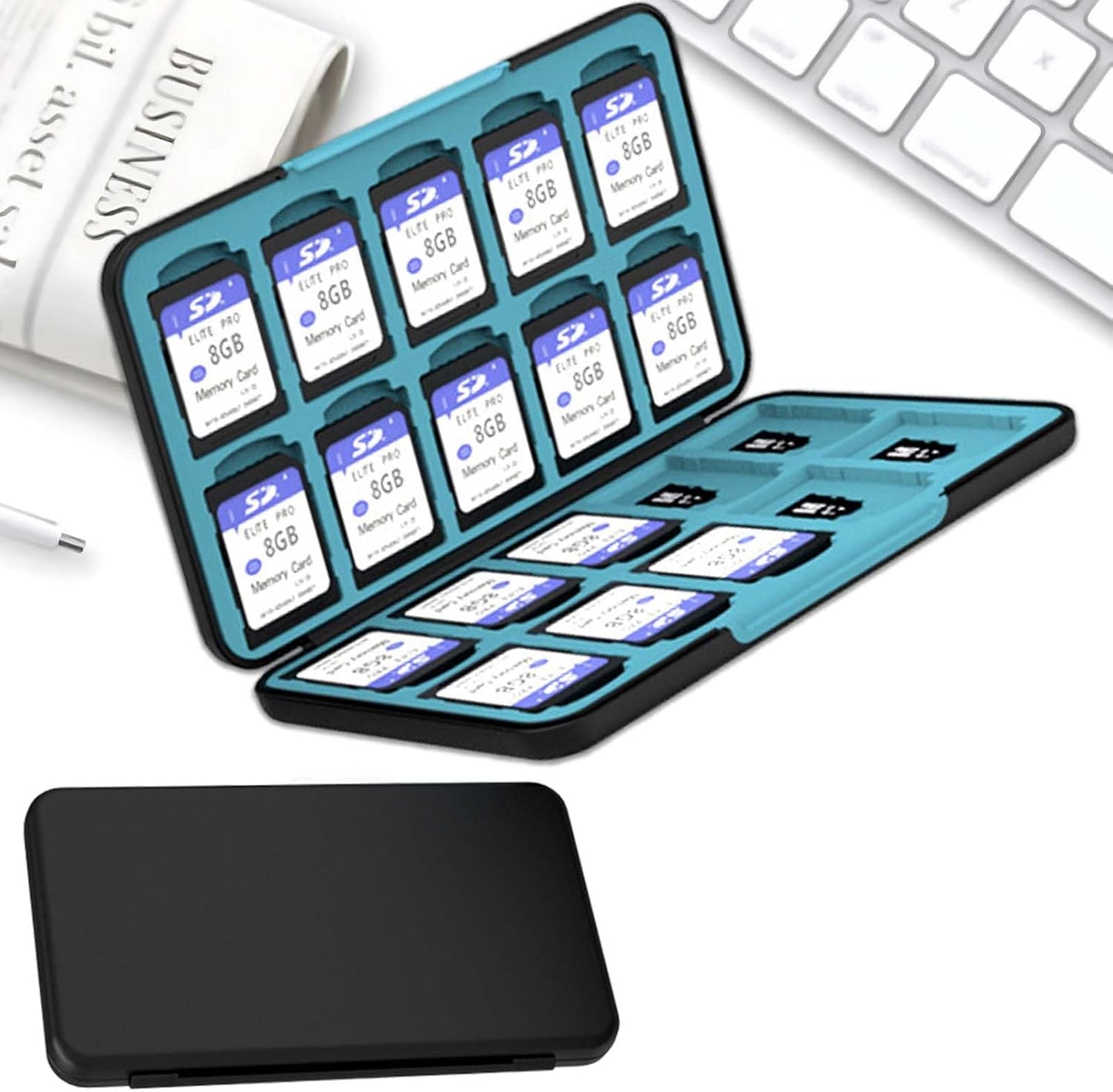Vodootporna kutija za SD i TF kartice – Organizator za 20 SD + 20 TF kartica (crna)
