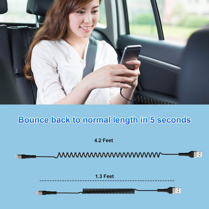 Spiralni Lightning kabel za iPhone (2 komada) MFi CarPlay USB – LED, rastezljiv