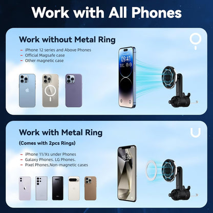 Ktryman MagSafe2 magnetski držač za automobil za telefon – 360° držač za iPhone i MagSafe uređaje – crna