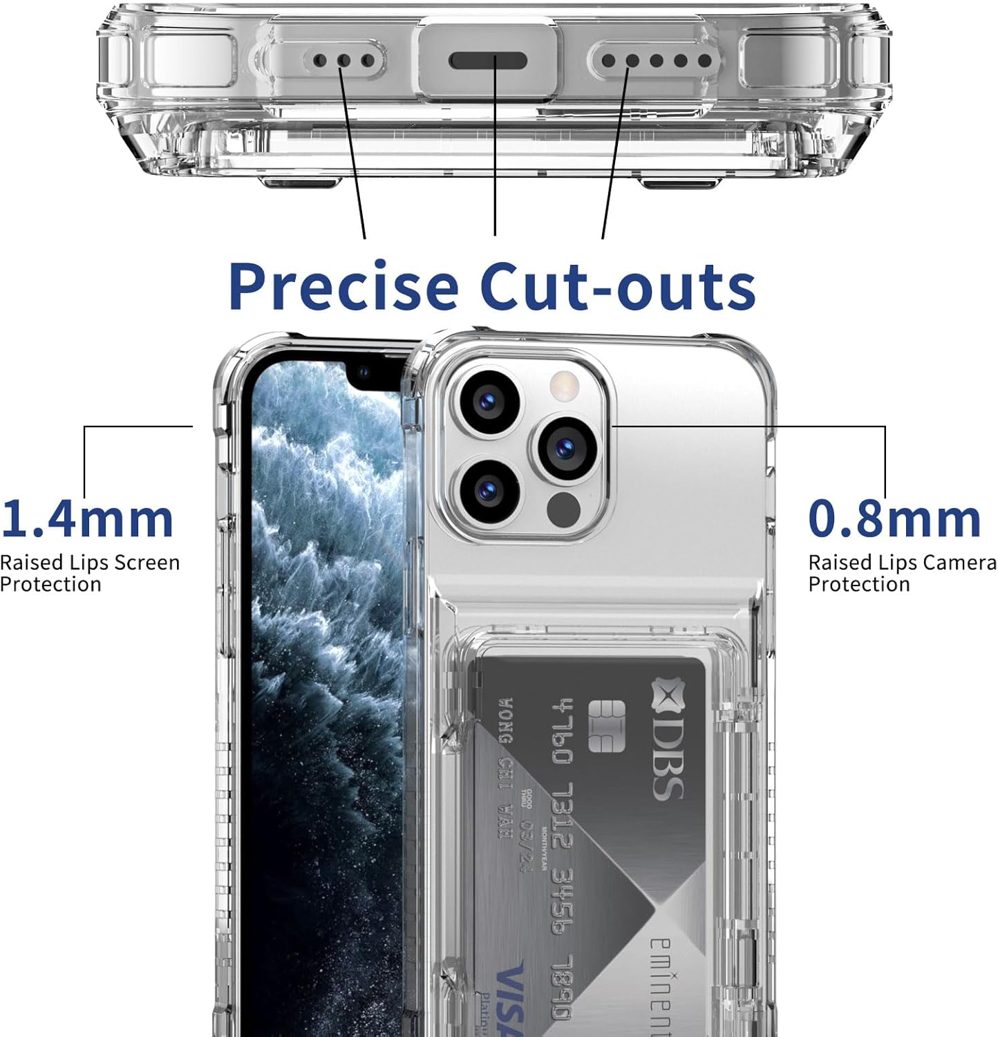 Ovitek za telefon iPhone 11 Pro Max ''Antishock'' z žepkom za kartice, prozorna – Infostyle