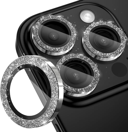 CloudValley zaščita kamere za iPhone 16 Pro / Pro Max – črni titan z bleščicami, 2 kosa