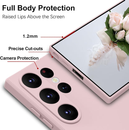 ElestBela silikonski ovitek za Samsung Galaxy S24 Ultra – ultra tanek zaščitni ovitek z mikrovlakni (roza)