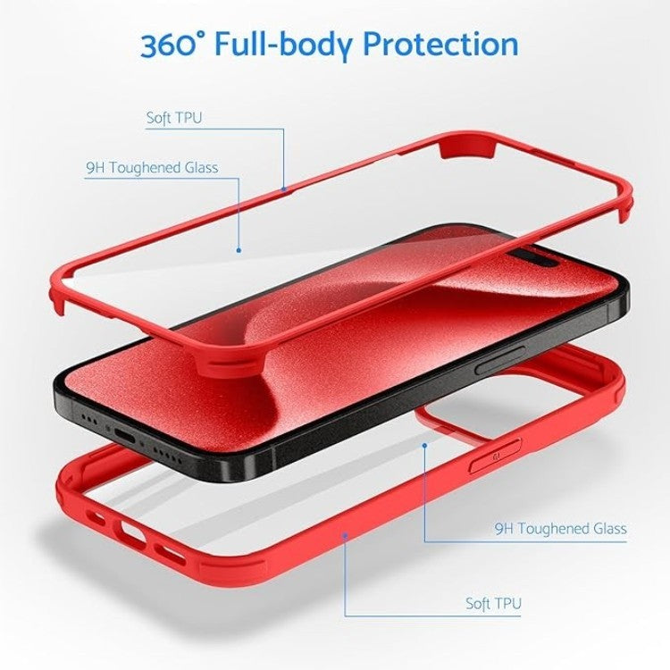 Ovitek "360" za iPhone 15 Pro, rdeča – DOSNTO