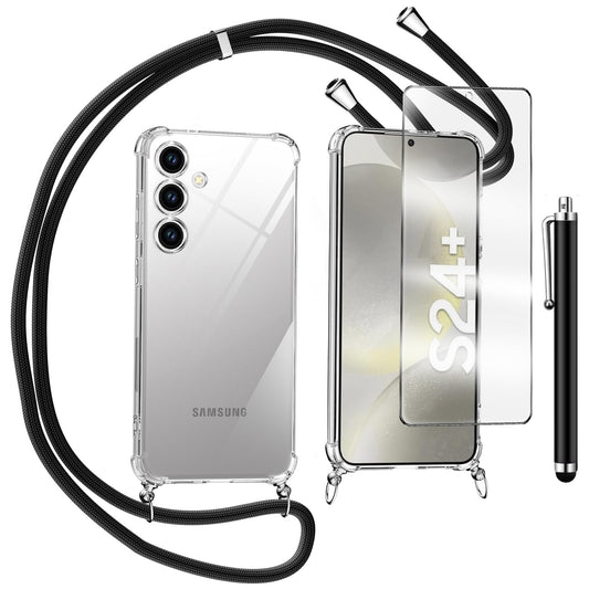 Ovitek za telefon z vrvico + zaščitno steklo + pisalo Samsung Galaxy S24 Plus – Infostyle – Prozorna
