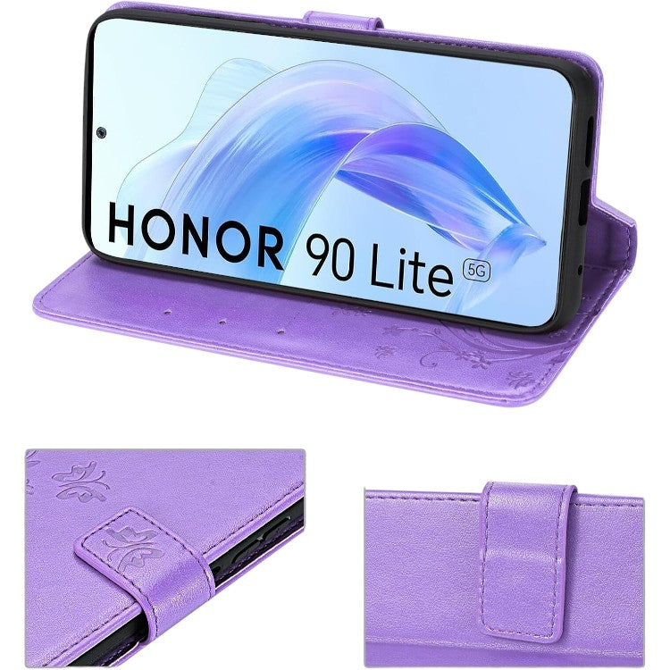 Preklopna torbica "Butterfly" za Honor 90 Lite, vijolična – Infostyle