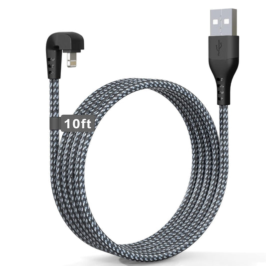 Pravokotni 90° Lightning kabel 3 m – MFi certificiran, hitro polnjenje 2,4 A