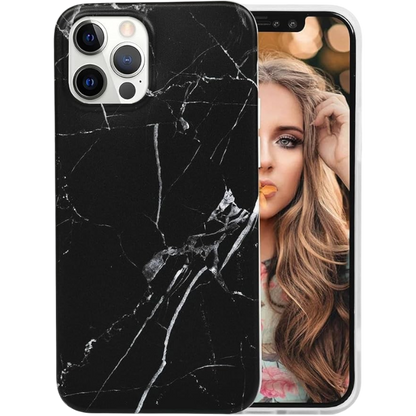 Ovitek "marble" za iPhone 15 Pro, črna – Yiscase – Črna