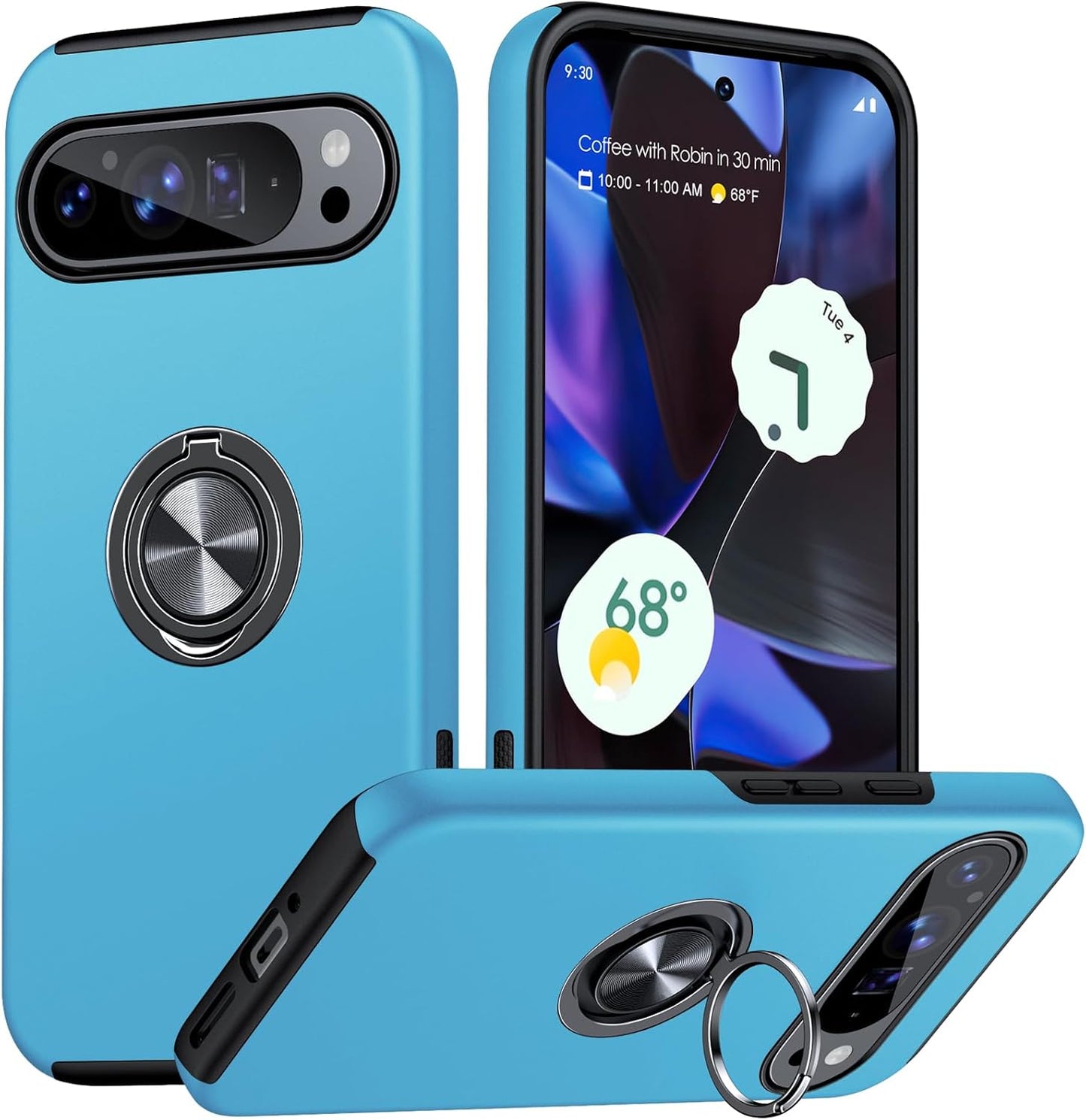 AOUIA maskica Google Pixel 8 Pro – vojna zaštita, stalak s rotacijom od 360°, plava