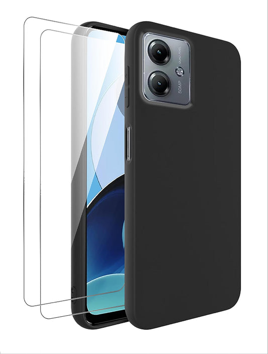 GIOPUEY ovitek + 2x zaščitno steklo za Motorola Moto G14 – TPU, tanek, črna