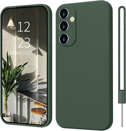 ElestBela silikonska maskica za Samsung Galaxy S23 FE – ultra tanka zaštitna maskica s mikrovlaknima (mat zelena)