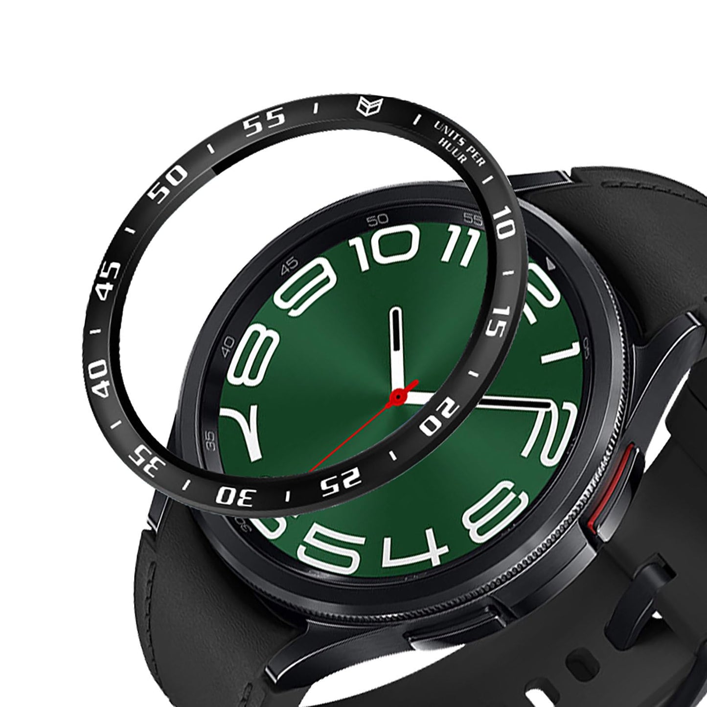 GIOPUEY zaščitni obroček za Samsung Galaxy Watch 6 Classic 47mm – aluminijast okvir, črna