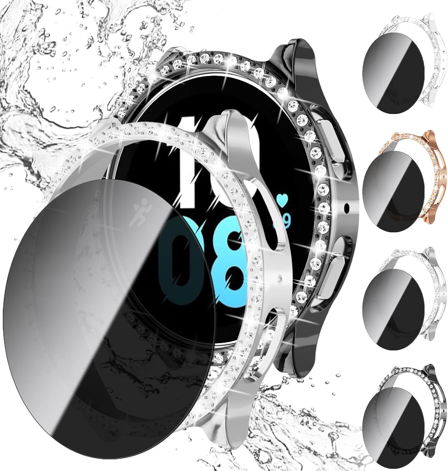 Maska + zaštitno staklo Privacy (4+4) za Galaxy Watch 5 / Watch 4 40 mm – zlatna, srebrna, crna, prozirna