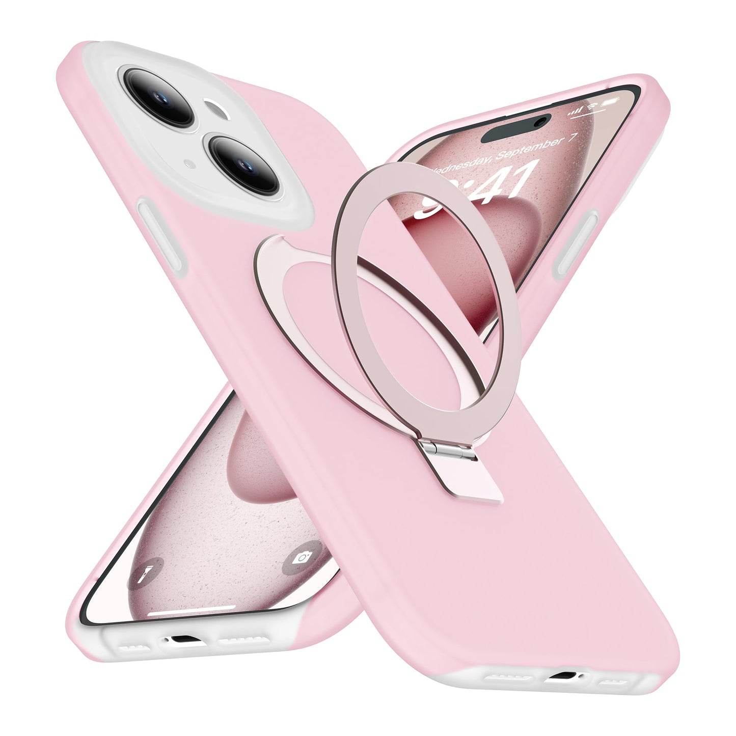 Ovitek Srotek z magnetnim stojalom za iPhone 14 roza