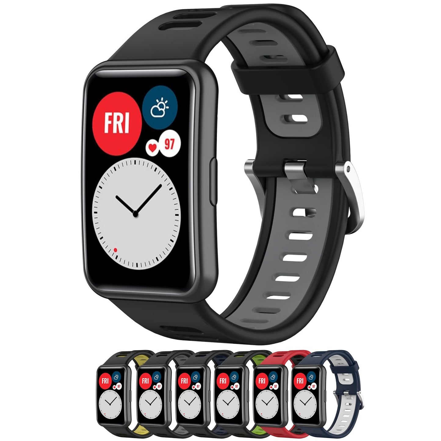 silikonski pasek za huawei watch fit crna siva
