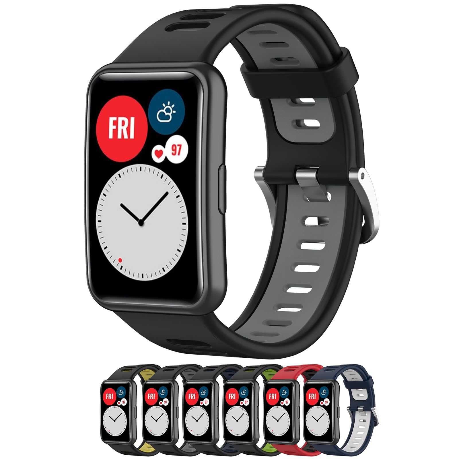 silikonski pasek za huawei watch fit crna siva