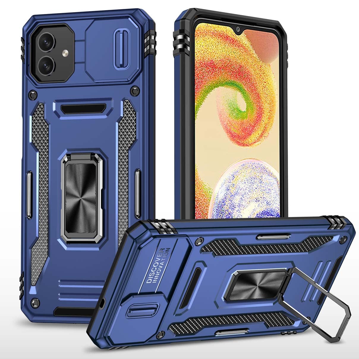 bigcousin ovitek z zascito kamere in 360 stojalom za samsung galaxy m13 a04 modra