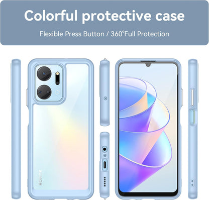 HAOYE prozirna maskica za Honor X7a – TPU + PC tanka zaštitna maskica, plava
