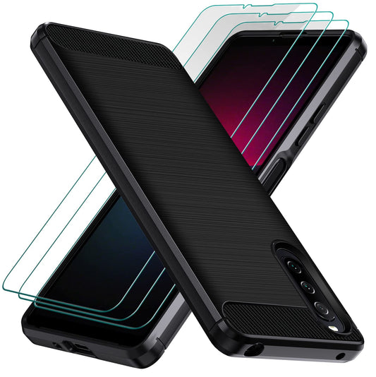 carbon silikonski ovitek z zascitnim steklom za sony xperia 10 iv
