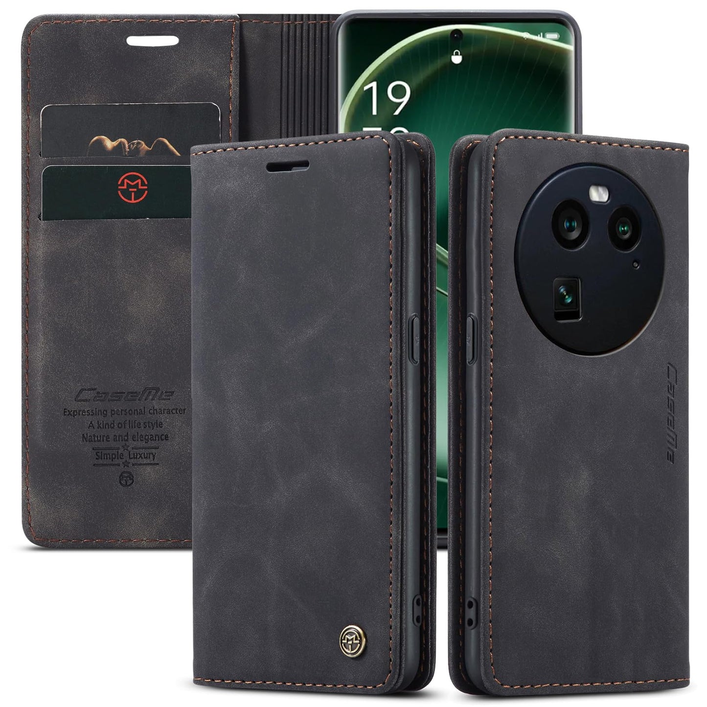 preklopna torbica bigcousin za oppo find x6 pro crna