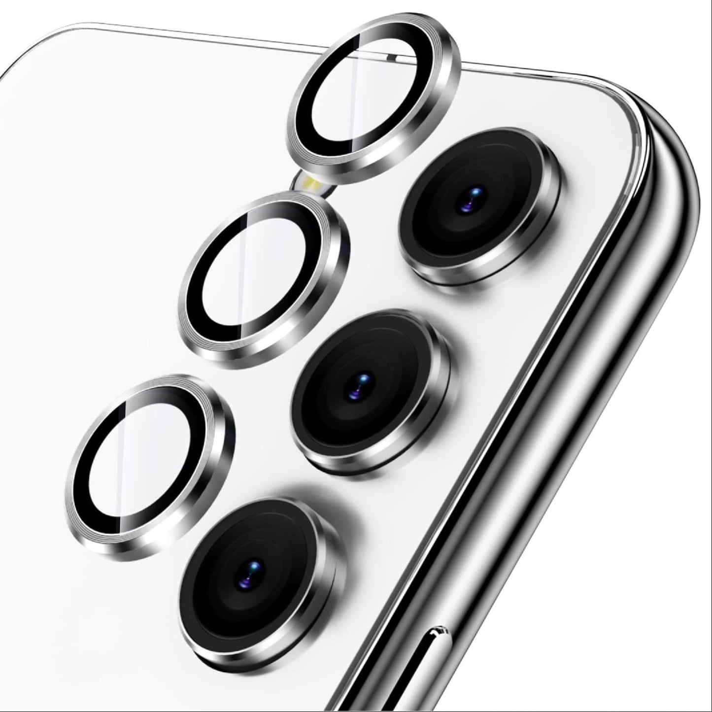 GIOPUEY zaštita kamere za Samsung Galaxy S23 FE – metal + kaljeno staklo, dvostruka zaštita, srebrna