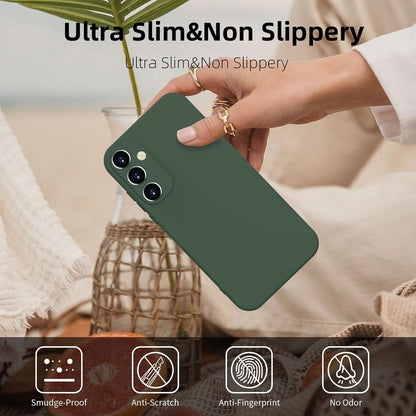 ElestBela silikonska maskica za Samsung Galaxy S23 FE – ultra tanka zaštitna maskica s mikrovlaknima (mat zelena)