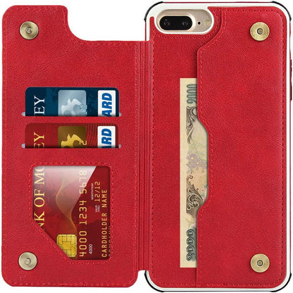 Kožna maskica s remenom i utorima za kartice za iPhone 11 – crvena
