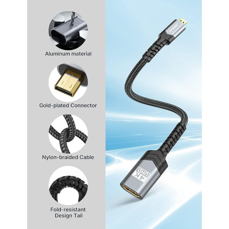 Micro HDMI moški v HDMI 2.0 ženski kabel 4K – JSAUX