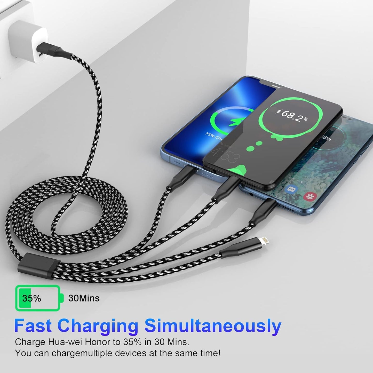USB-C 4u2 višenamjenski kabel 3 m – Lightning/Micro USB/Type-C MFi