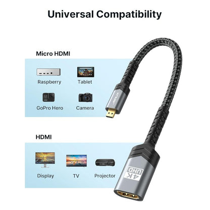 Micro HDMI moški v HDMI 2.0 ženski kabel 4K – JSAUX