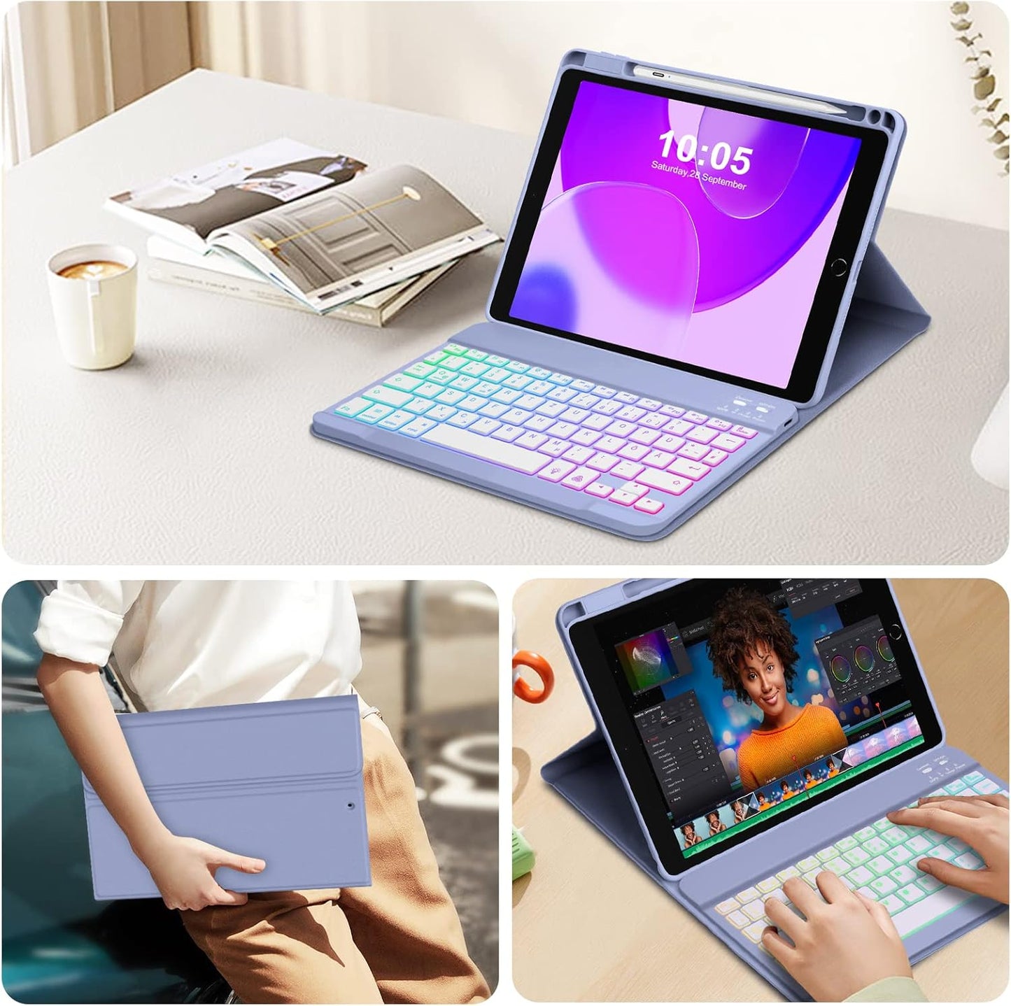 Ovitek "GOOJODOQ" z osvetljeno tipkovnico za iPad 9/8/7 10.2''