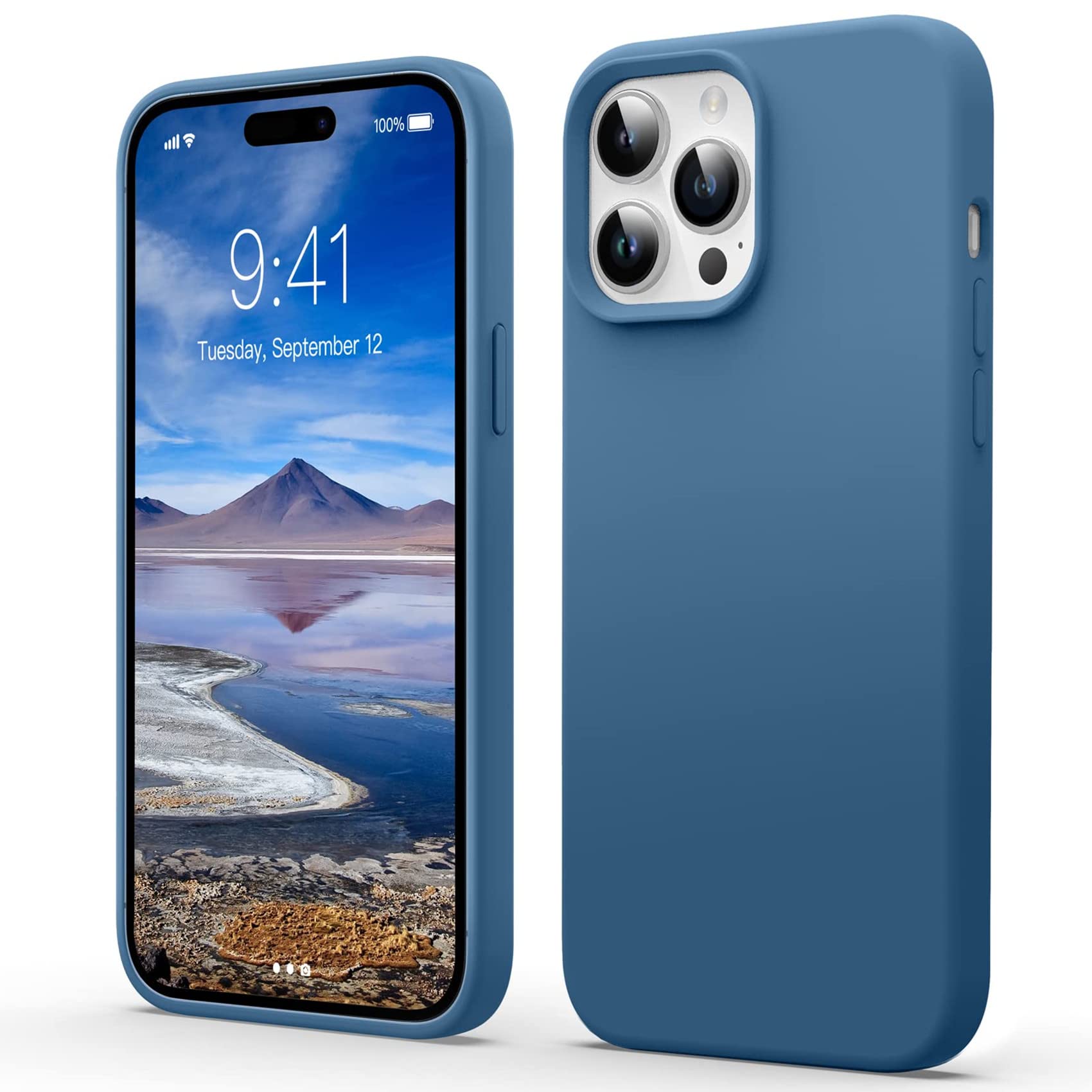 flyzoo liquid silikonski ovitek za iphone 14 pro max modra