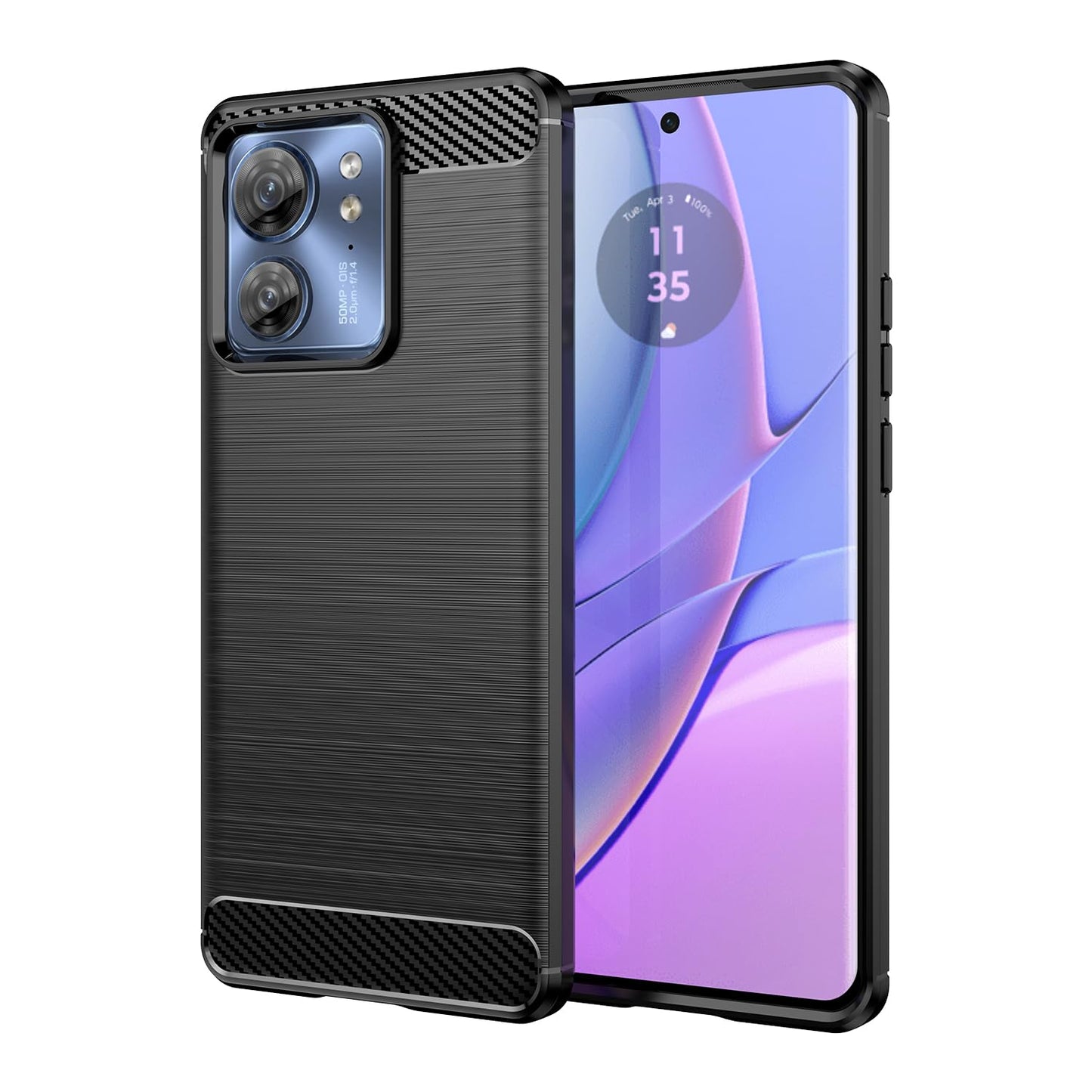 Karbonska silikonska maskica za Motorola Edge 40 – mekani TPU, neklizajuća (crna)
