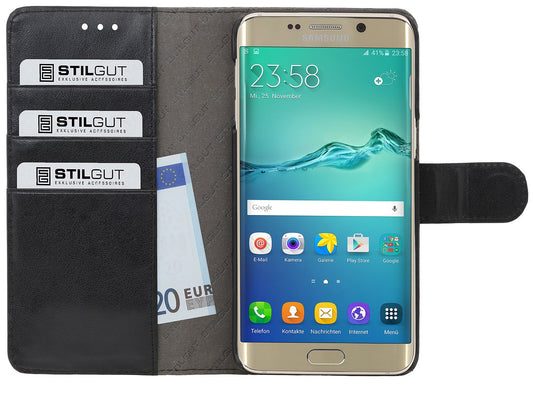 StilGut preklopna torbica “Talis” za Samsung Galaxy S6 edge+ – držalo za kartice, črna