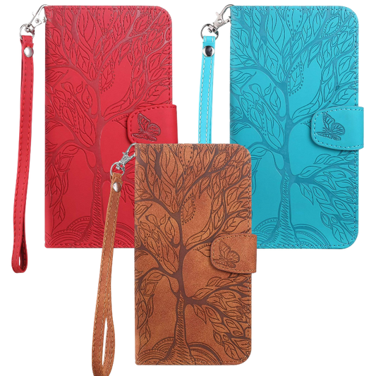 Preklopna torbica za telefon "Tree" Samsung Galaxy S22 Ultra – Infostyle – Modra / Umetno usnje + TPU silikon
