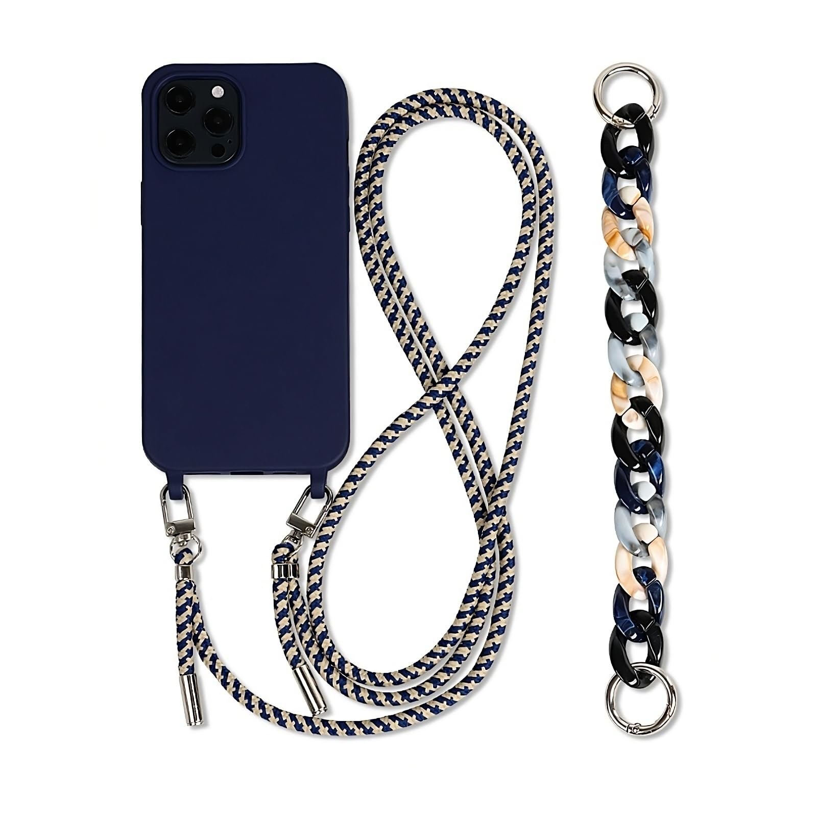galful ovitek z vrvico in zapestnico za iphone 14 pro max temno modra