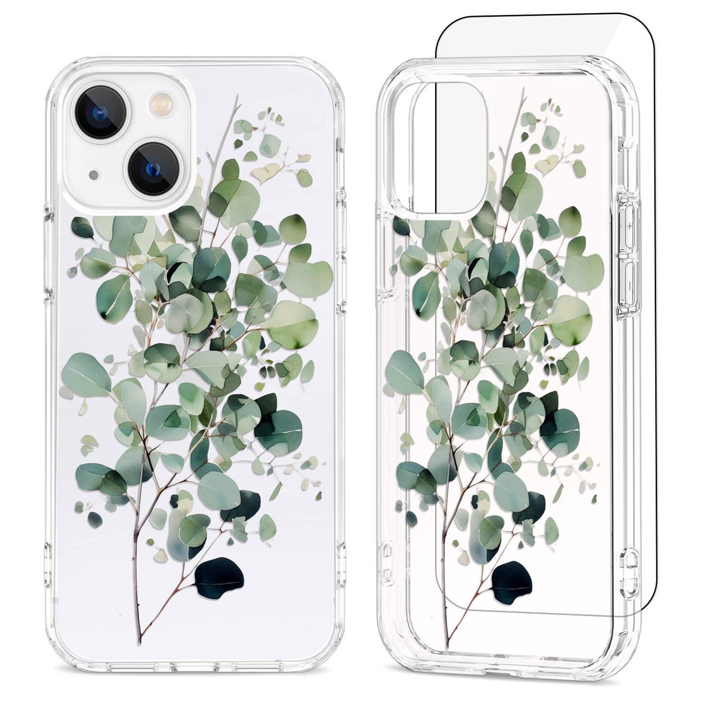 Maska "Watercolor Eucalyptus" sa zaštitnim staklom za iPhone 14 Plus