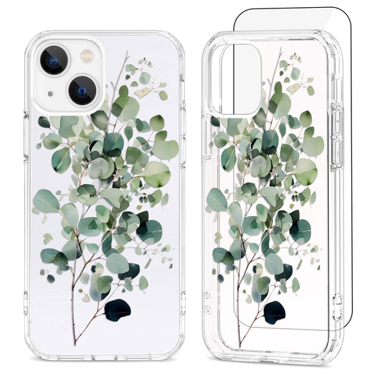 Maska "Watercolor Eucalyptus" sa zaštitnim staklom za iPhone 14 Plus