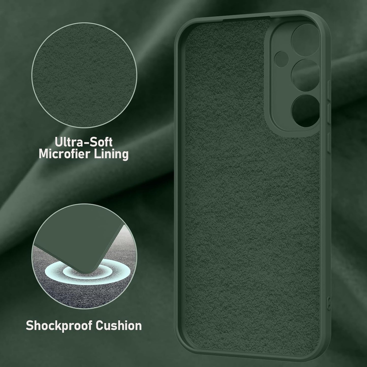 ElestBela silikonska maskica za Samsung Galaxy S23 FE – ultra tanka zaštitna maskica s mikrovlaknima (mat zelena)