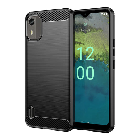 Karbonska silikonska maskica za Nokia C12 – neklizeća, otporna na udarce (crna)